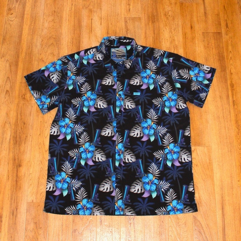 Retro Rifle Suppressed Shirt Mens 2XL Black Blue Tropical Tactical